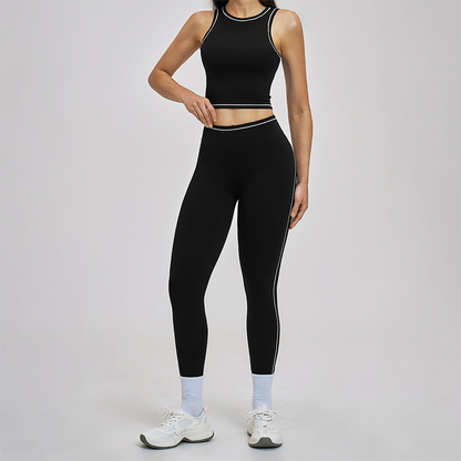 Wholesale Color Block Yoga Halter Vest + legging 2-Piece Set