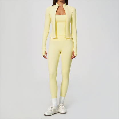 Wholesale 3-Piece Yoga Set – Cardigan & Bra & Leggings Fitness Outfit