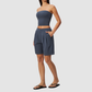 Wholesale Women’s Tube Top & Relaxed Shorts Yoga Set – Moisture-Wicking