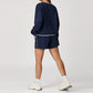 Contrasting Color long sleeve Sweatshirt + loose shorts 2 pieces set