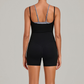 Wholesale Women's Retro Print Faux Two-Piece Yoga Unitard