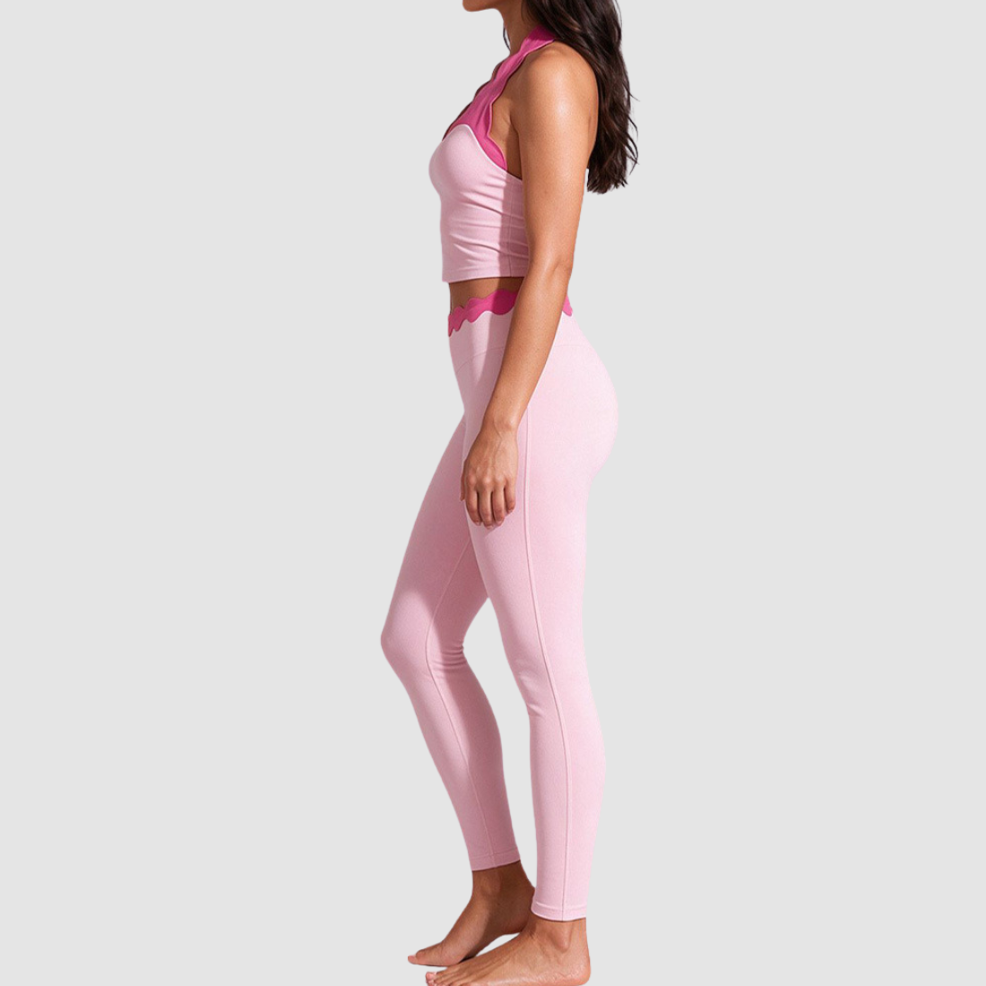 Women's Activewear Padded Halter Top & High-Waist Leggings Yoga Set
