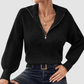 Wholesale Women's Sweaters Polo-Collar Zip Long-Sleeve Knit Sweater Top