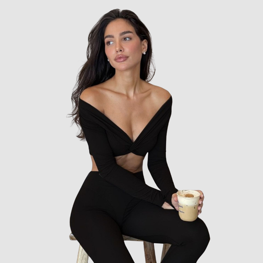 Wholesale High-Elasticity Quick-Dry V-Neck Cropped Yoga | Wonderxfans bulk activewear
