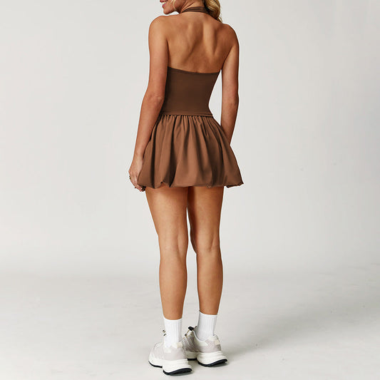 Halter Sports Top + Golf And Tennis skirts + Rose bud spike 3-Piece Set