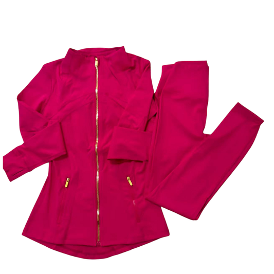 Gold zipper Slimming nude running fitness stand collar sports Jacket Set