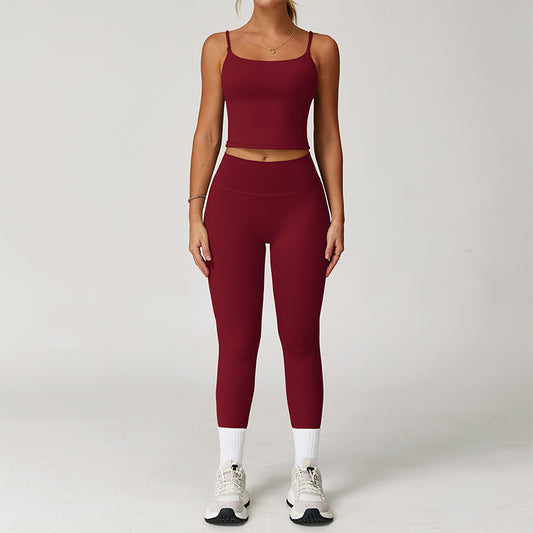 Brushed Thin straps tank top + High-Waist leggings 2-Piece Set