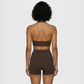 Deep V halter neck bra + high waisted shorts 2-piece set