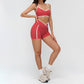 Women's Contrasting Color Thin Strap Sports Bra + Shorts 2-Piece Set