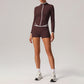 Quick-Drying Stand-Collar Jacket + High-Waisted Naked-Feel Shorts 2-Piece Set