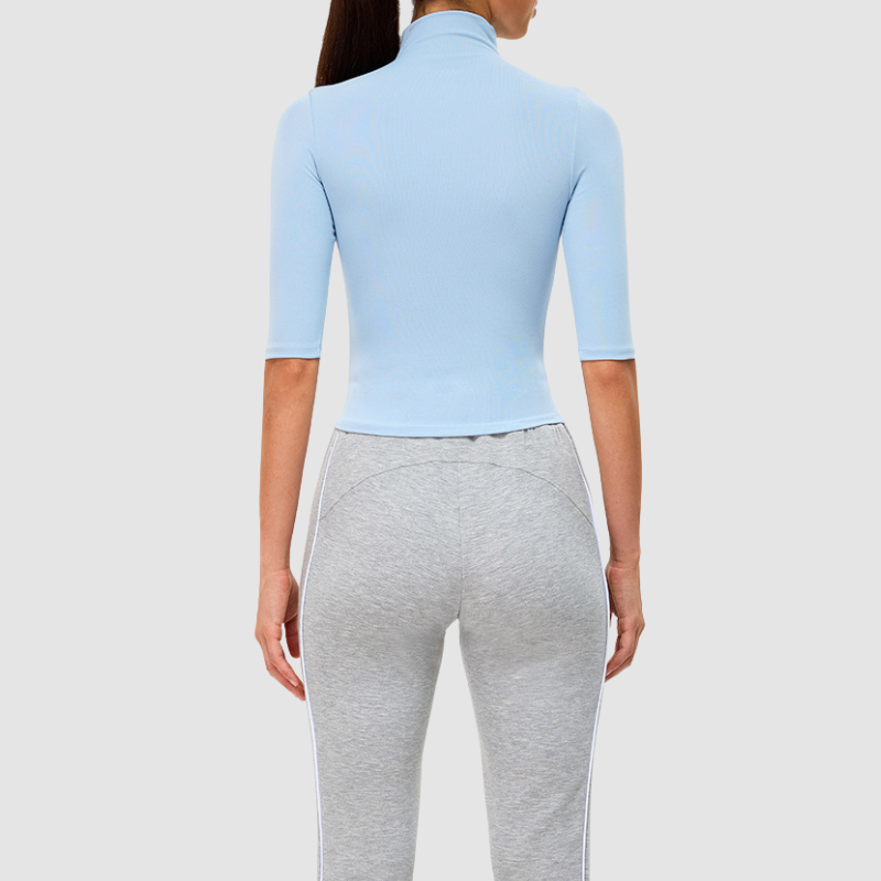 Wholesale high-neck mid-length sleeve fitness top