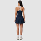 Wholesale I-Shape backless Naked-Feel Sports Bra & Pleated Tennis Skirt Set