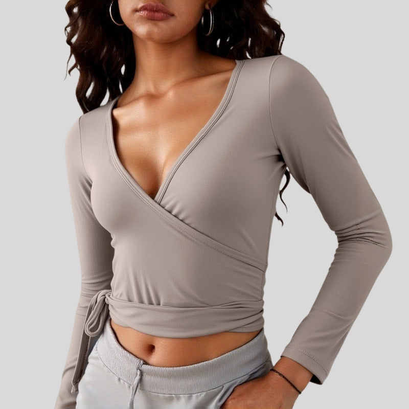 Women's slim fit top with long sleeves and straps