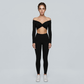 High-Elastic Quick-Dry Bare-Skin Long Sleeve Cover-Up + Bra + Leggings 3-piece set