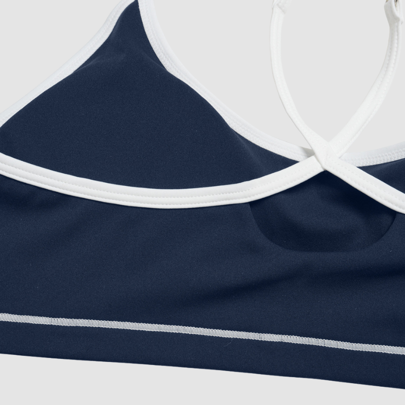 Women's Contrasting Color Backless Bra+Highlighted Legging 2-piece Set