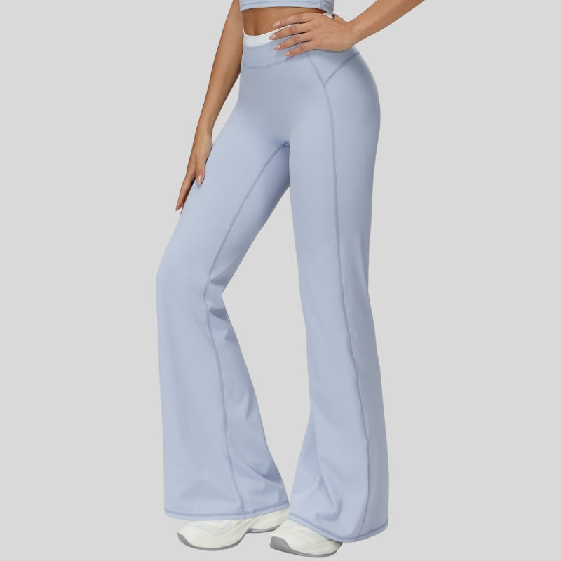 Contrast-colored sport slightly flared pants