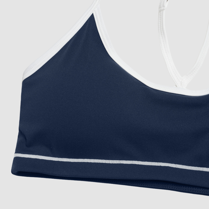 Women's Contrasting Color Backless Bra+Highlighted Legging 2-piece Set