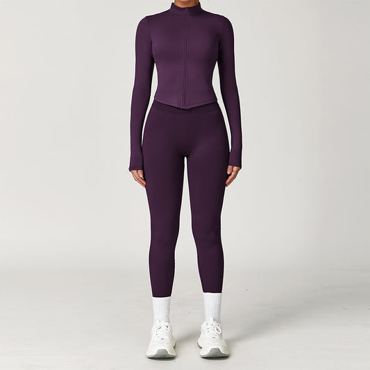 Long Sleeve Fitness jacket + High waist legging 2-piece set