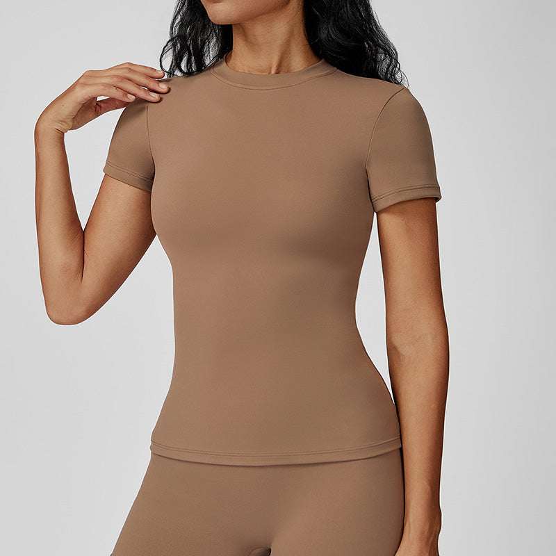Brossé à manches courtes et à col rond en yoga