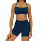 Thin straps Sports Bra + High-waisted shorts 2-Piece Set