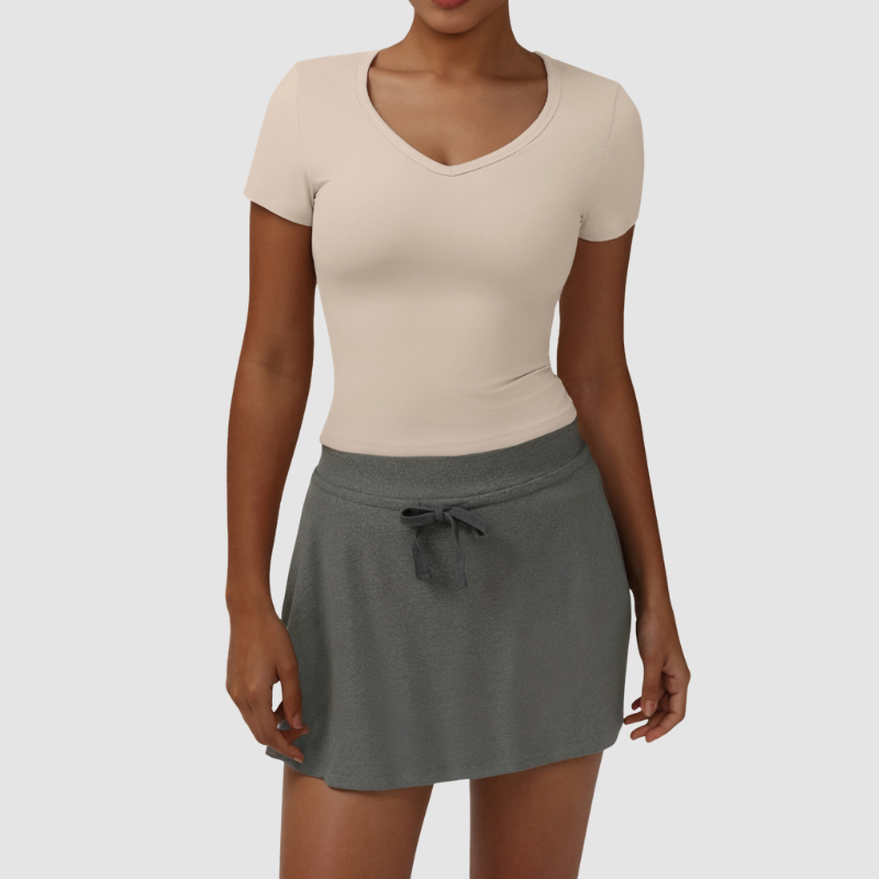 Wholesale Solid Color Slim Fit T-Shirt + Tennis Skirt