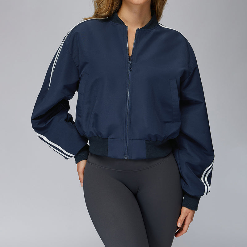 Loose cotton jacket with zipper