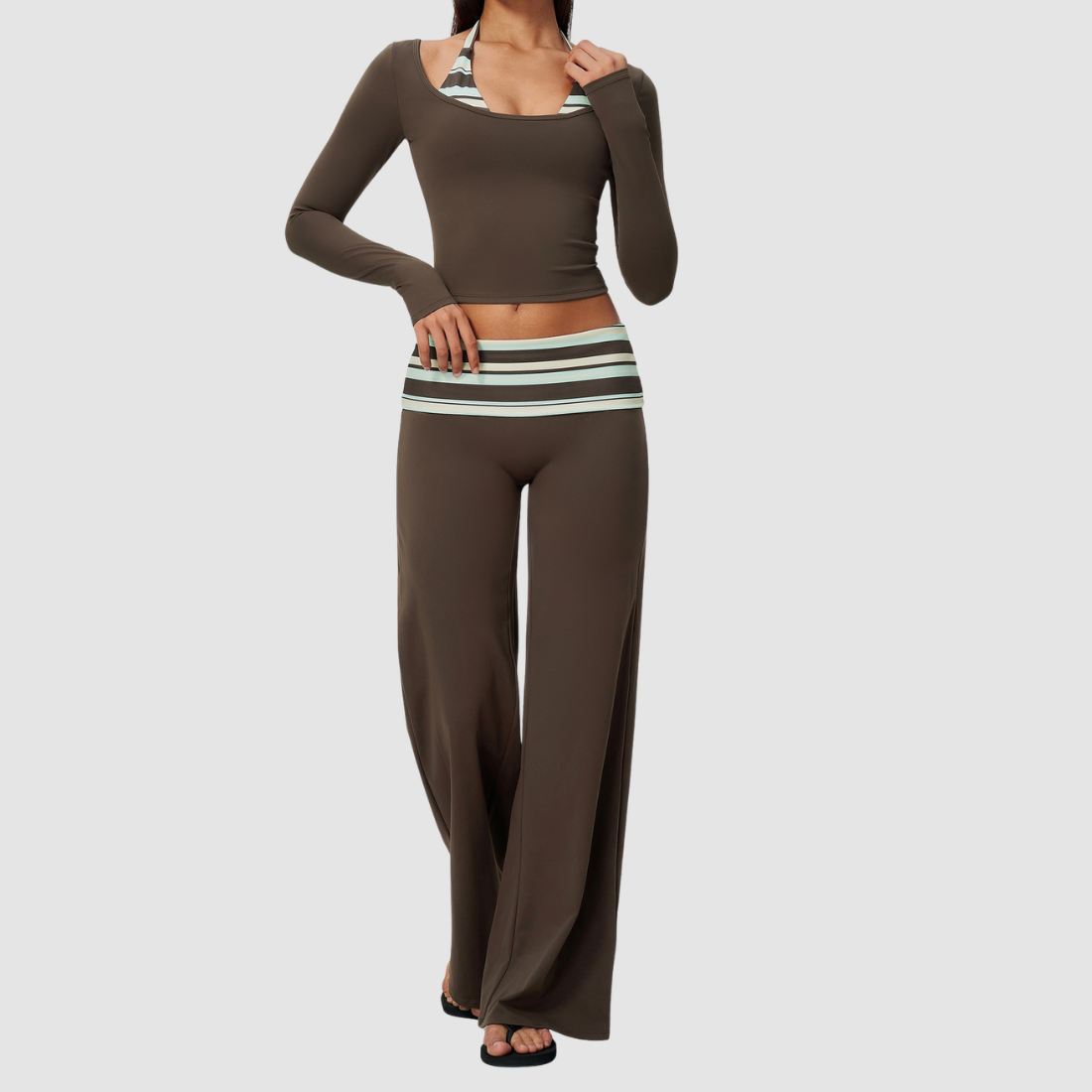 Wholesale Women's Long-Sleeve Wide-Leg Yoga Fitness Set