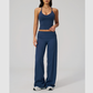 Wholesale Breathable Tank Top& Fold-up High Waist Flare Leggings Set