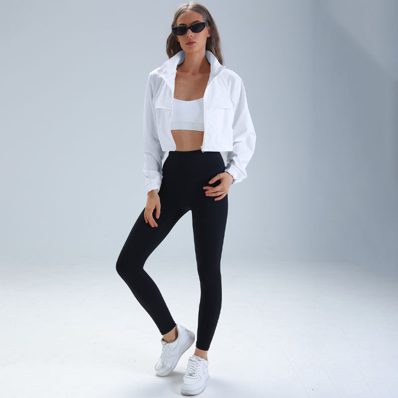 3-Piece Zip-Front Yoga Set with Hooded Jacket