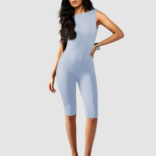 Wholesale Naked-Feel Open-Back Yoga Jumpsuit with Built-In Bra – Sculpting Full-Length Activewear
