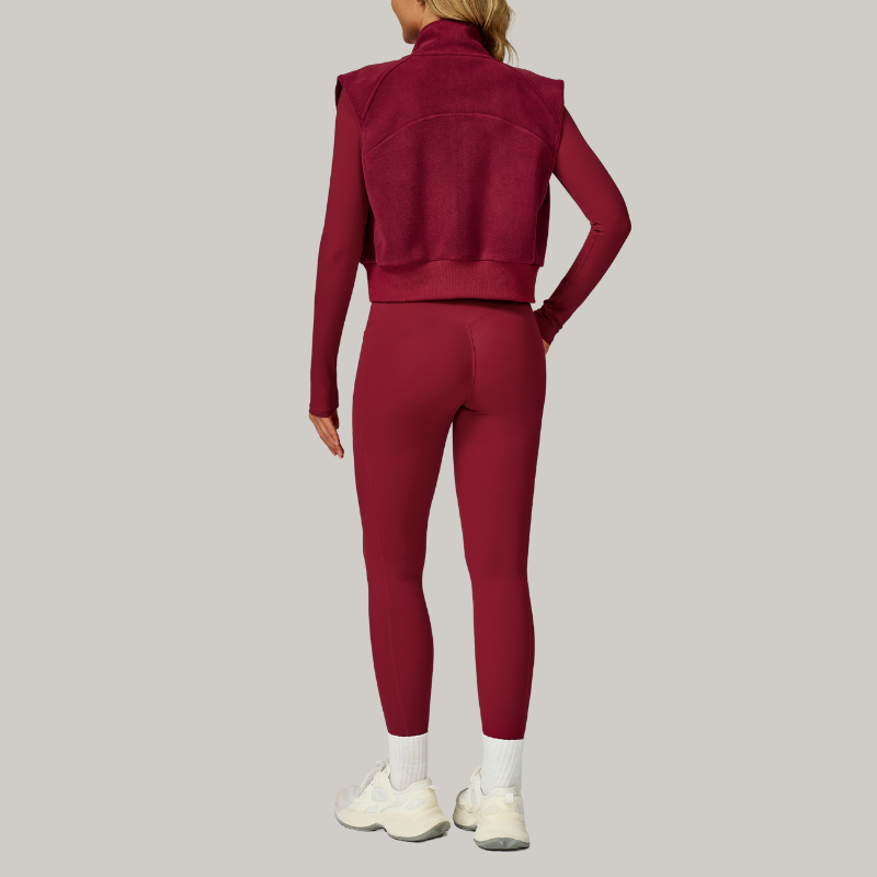 Long sleeve+leggings+ velvet full zipper sports vest jacket 3-Piece Set