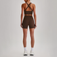 Wholesale Cross-Back Sports Bra & High-Waist Biker Shorts Set – Naked-Feel Quick-Dry Yoga 2-Piece