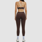 Women's Contrasting Color Backless Bra+Highlighted Legging 2-piece Set