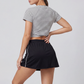 Wholesale Lightweight Casual Striped Short Sleeve Top + Shorts Skirt Set