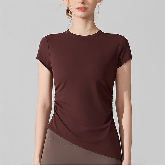 Wholesale Naked-Feel Slit-Hem Short Sleeve Yoga T-Shirt – Slim Fit Sports Top
