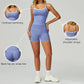 Seamless Contrasting Color tank top + High-waisted shorts 2-Piece Set