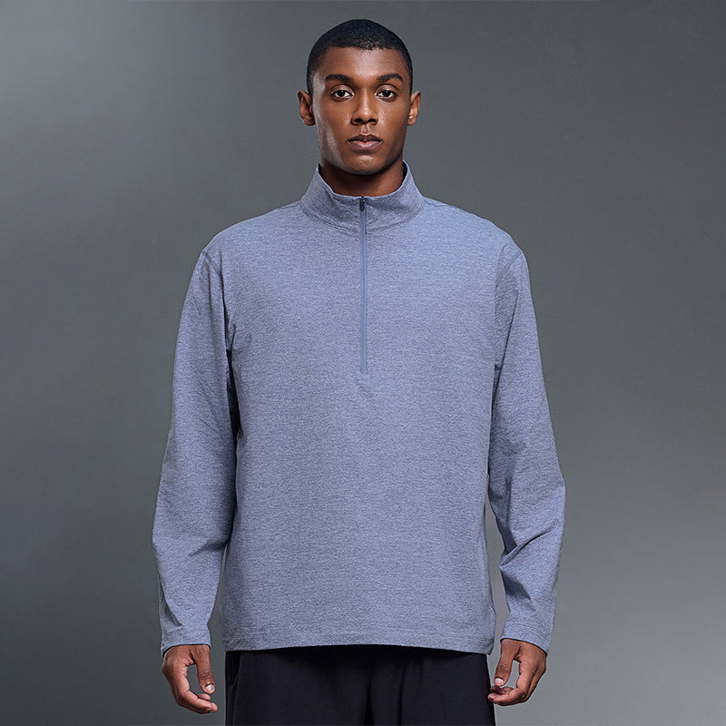 Half-zip stand-up collar long-sleeved T-shirt