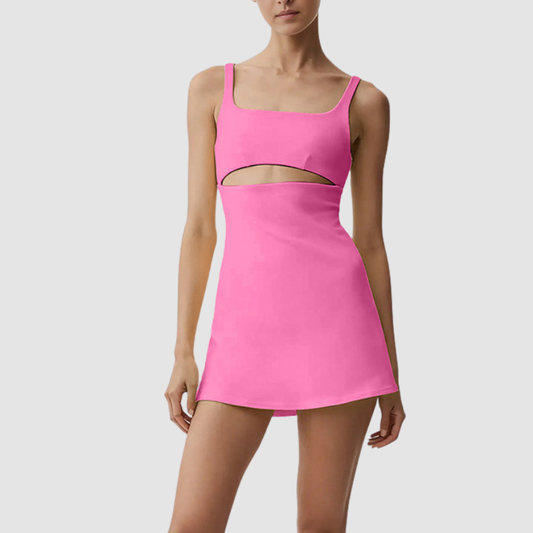 Wholesale Women's Fine Stripe Sleeveless Sports Dress – Built-In Chest Pad