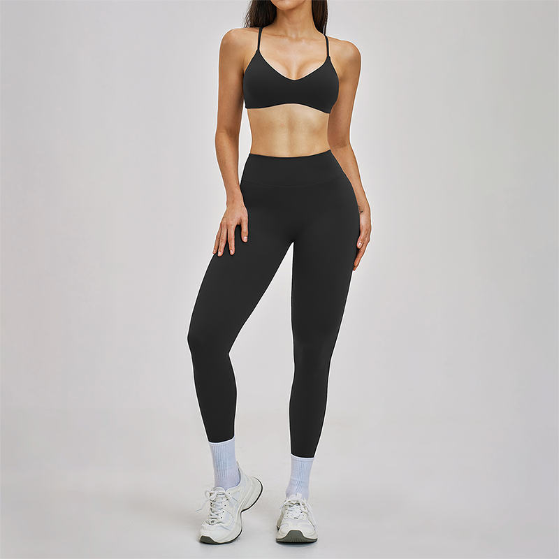 Wholesale Hanging neck bra+tight yoga legging 2-piece set
