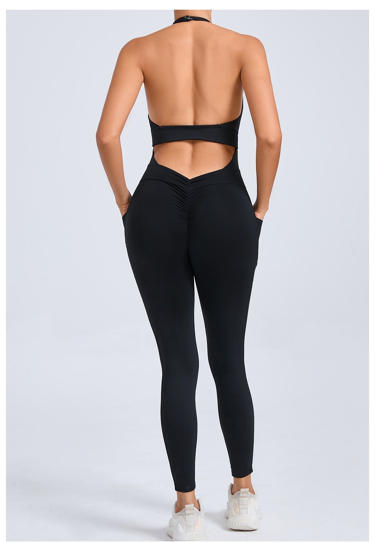 Halter hollow out tight fitting sports jumpsuit