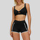 Beautiful Backless Sports Bra+Contrasting Fitness Shorts 2-piece set