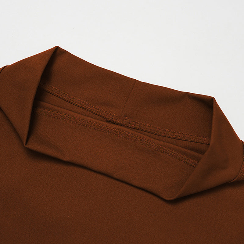 High-Neck Cropped Long Sleeve + Butt-Lifting Shorts 2-Piece Set