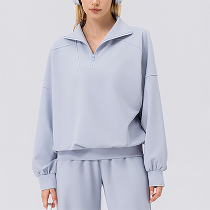 Wholesale Women's Half-Zip Pullover Sports Sweatshirt – Relaxed Fit Outdoor Running Jacket