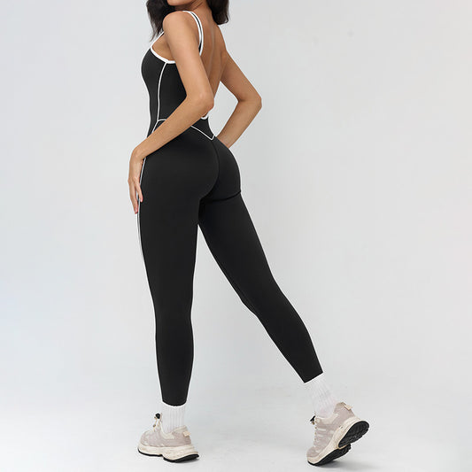 Wholesale Women's Color-Blocked Backless Sleeveless Jumpsuit | Wonderxfans bulk activewear