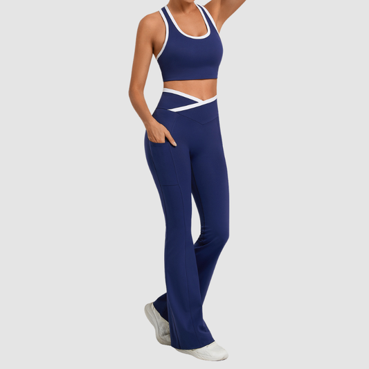 Wholesale contrasting vest+cross waistline Pants set | Wonderxfans bulk activewear