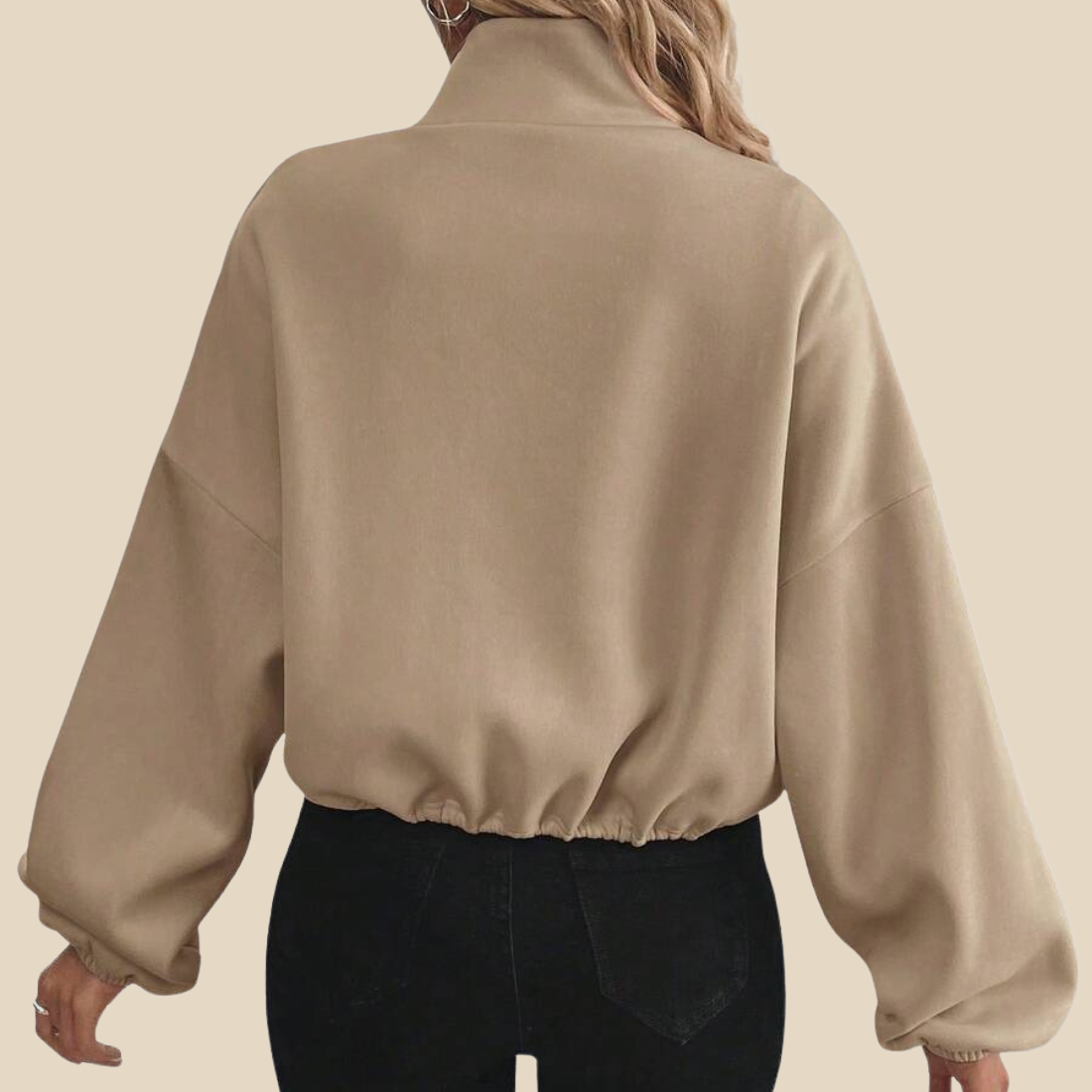 [Women's Casual Activewear] Fleece-Lined Stand-Collar Zip Jacket
