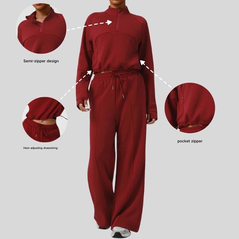 Stand-up collar half-zip thick sweatshirt