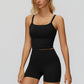 Sports vest with U-shaped+High waisted sports shorts 2-piece set