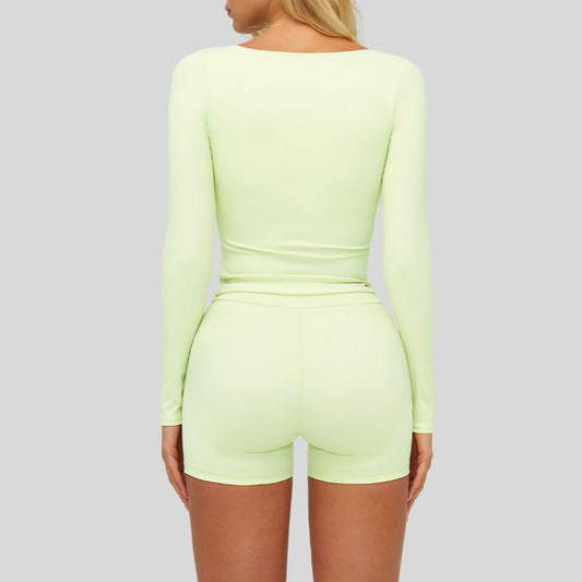 Wholesale Color-blocked long-sleeved sports top+High waisted | Wonderxfans bulk activewear
