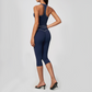 Wholesale Women's Colorblock Brushed Yoga Set: Halter V-Neck Top & Capri Pants